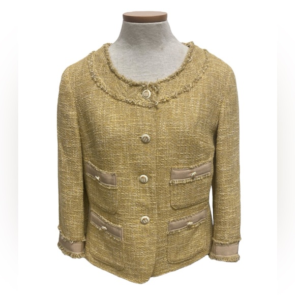 Talbots Jackets & Blazers - Talbots Grace Fit Gold Tweed Jacket, Blazer, Four Pocket, Yellow, Women’s Size 6